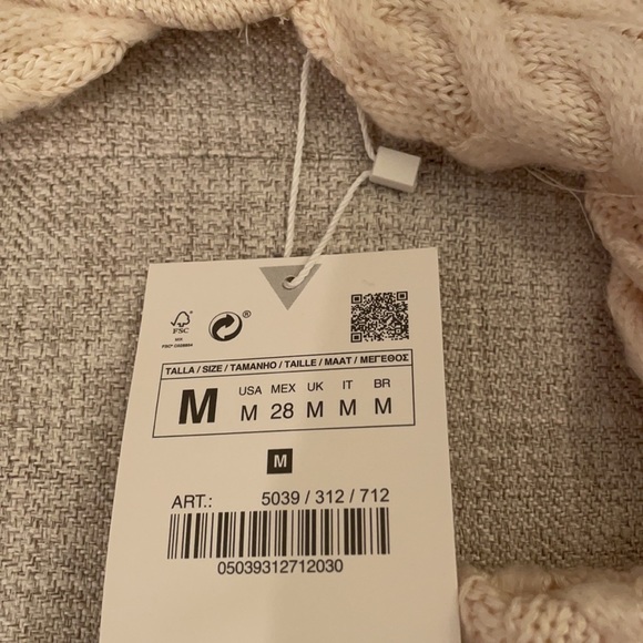 Zara knit arm warmer sweater size medium beige NWT - Picture 9 of 9